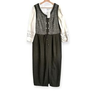 NWT Meico Landhaus Look Wool Blend Dress Embroidered Jersey Blouse Women's XL